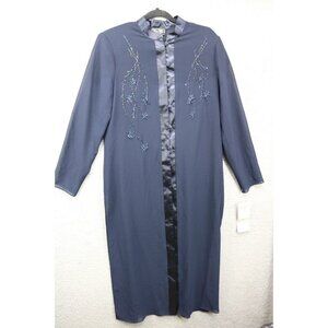 Lori Max Vintage Long Beaded Cardigan-Satin Trim-Long Sleeves-Size 10-New w/Tags